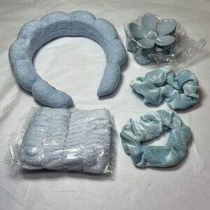 6 Pack Spa Headband Makeup, Face Wash, Skincare Hair Accessories Blue Clip‎ NWT